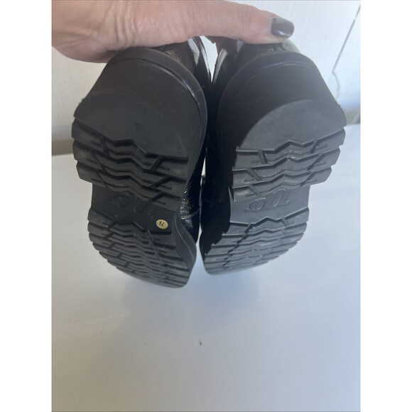 Paul Green Black Penny Loafers Patent Leather Chunky Lug Sole Size 10 Preppy - Picture 9 of 9